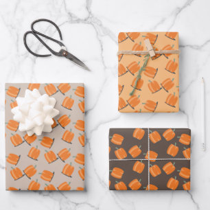 Niedlicher Fall Pumpkin Fallmuster Geschenkpapier Set