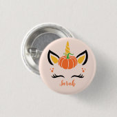Niedlicher Fall Pumpkin Halloween Unicorn Button (Vorne & Hinten)