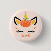 Niedlicher Fall Pumpkin Halloween Unicorn Button (Vorderseite)
