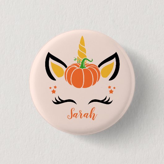 Niedlicher Fall Pumpkin Halloween Unicorn Button (Vorderseite)