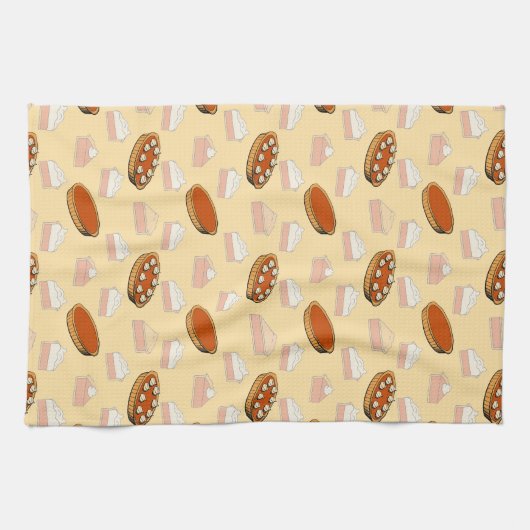 Niedlicher Fall Pumpkin Pies Pattern glückliches E Geschirrtuch (Horizontal)