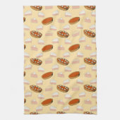 Niedlicher Fall Pumpkin Pies Pattern glückliches E Geschirrtuch (Vertikal)