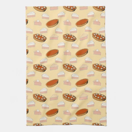 Niedlicher Fall Pumpkin Pies Pattern glückliches E Geschirrtuch (Vertikal)