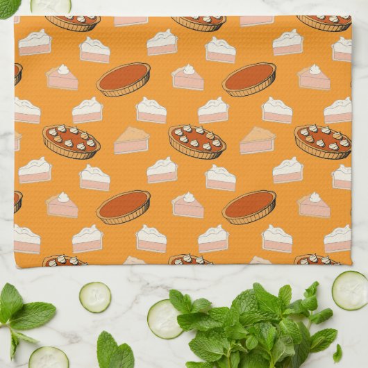 Niedlicher Fall Pumpkin Pies Pattern glückliches E Geschirrtuch (Gefaltet)