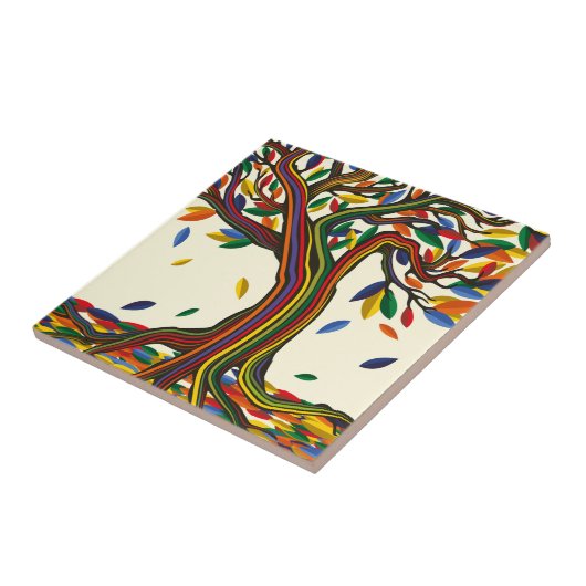 Niedlicher Fall Regenbogenbaum Hübsch Herbst Ernte Fliese (Seite)