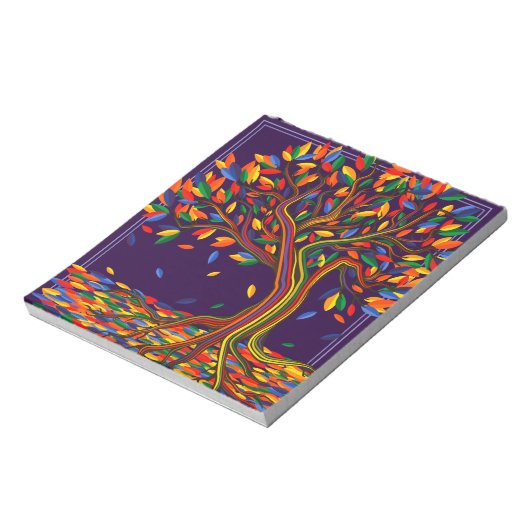 Niedlicher Fall Regenbogenbaum Lila Herbst Ernteda Notizblock (Rotiert)
