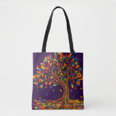 Niedlicher Fall Regenbogenbaum Lila Herbst Ernteda Tasche (Vorderseite)