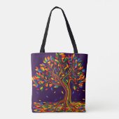Niedlicher Fall Regenbogenbaum Lila Herbst Ernteda Tasche (Rückseite)