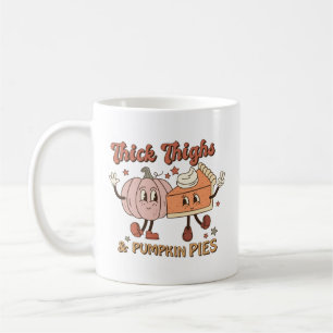 Niedlicher Fall Retro dicker Oberschenkel und Kürb Kaffeetasse