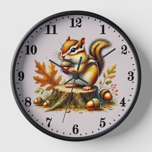 Niedlicher Fall Saisonaler Chipmunk Liebhaber Uhr (Vorderseite)