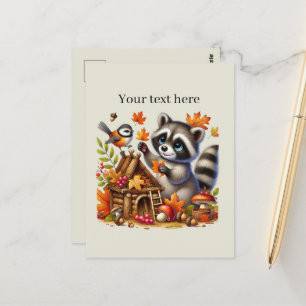 Niedlicher Fall Saisonracoon Postkarte