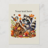 Niedlicher Fall Saisonracoon Postkarte (Vorderseite)