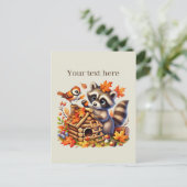 Niedlicher Fall Saisonracoon Postkarte (Stehend Vorderseite)