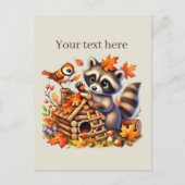 Niedlicher Fall Saisonracoon Postkarte (Vorderseite)