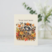 Niedlicher Fall Saisonracoon Postkarte (Stehend Vorderseite)