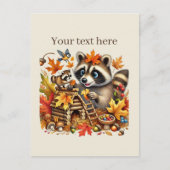 Niedlicher Fall Saisonracoon Postkarte (Vorderseite)