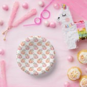 Niedlicher Fall Soft Pink und Orange Floral Pumpki Pappteller (Party)