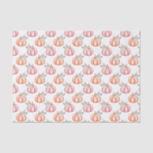 Niedlicher Fall Soft Pink und Orange Floral Pumpki Seidenpapier