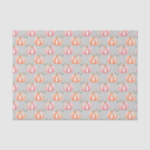Niedlicher Fall Soft Pink und Orange Grau-Floral P Seidenpapier