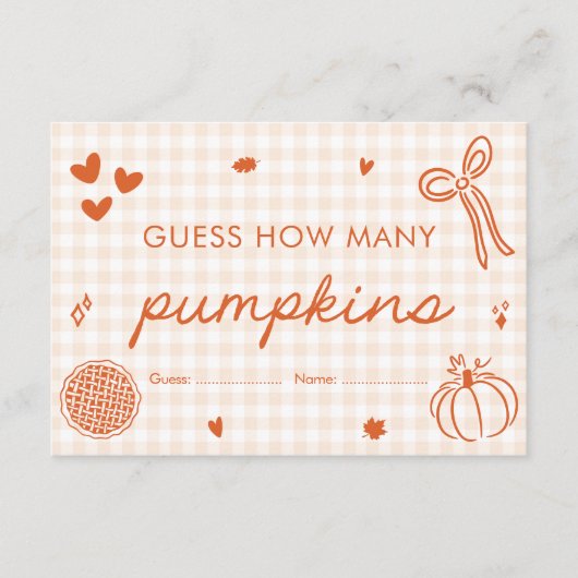 Niedlicher Fall Süsse Pie Guess Wie viele Pumpkins Begleitkarte (Vorderseite)