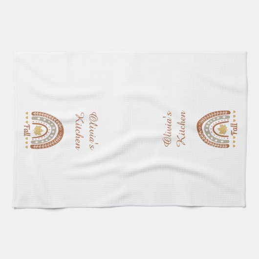 Niedlicher Fall Theme Custom White Personalisiert Geschirrtuch (Horizontal)