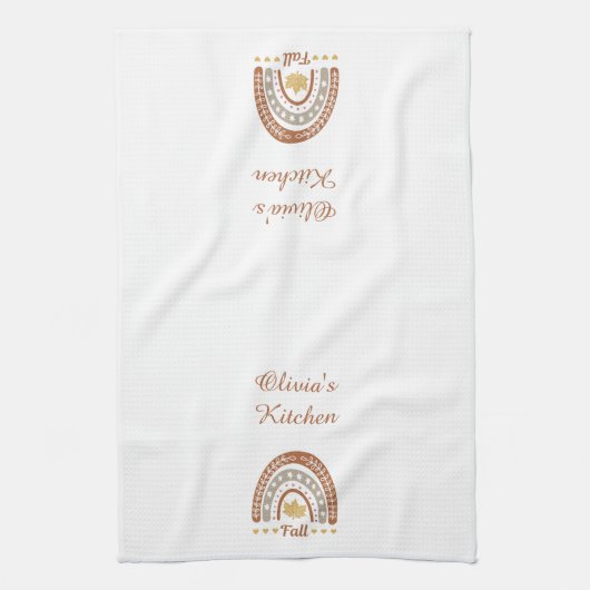 Niedlicher Fall Theme Custom White Personalisiert Geschirrtuch (Vertikal)