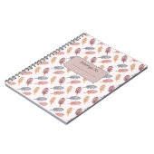 Niedlicher Fall Themed Modern Pastel Feathtern Mus Notizblock (Linke Seite)