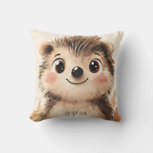 Niedlicher Fall Tierischer Igel Personalisiert Nam Kissen (Vorderseite)