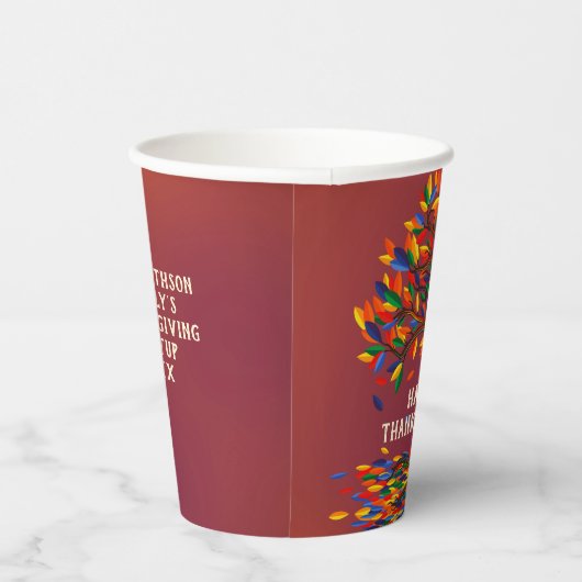 Niedlicher Fall Tree Personalisierter Erntedank Pappbecher (Rechts)