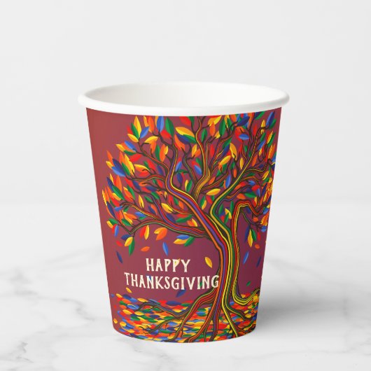 Niedlicher Fall Tree Personalisierter Erntedank Pappbecher (Vorderseite)