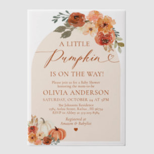 Niedlicher Fall Wasserfarbe Kleine Pumpkindusche Pergament Einladungen