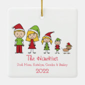 Niedlicher Familienname Personalisiert Keramikornament (Rückseite)