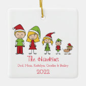 Niedlicher Familienname Personalisiert Keramikornament (Vorderseite)