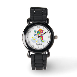 Niedlicher Fantasie Unicorn addieren Namensuhr Armbanduhr