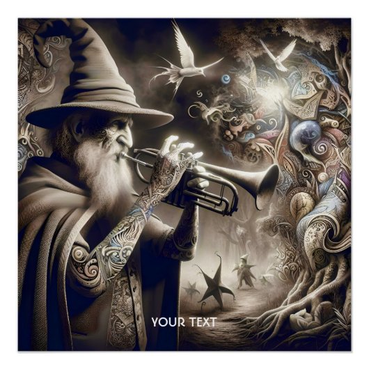 Niedlicher Fantasieassistent Trumpet Forest Poster (Vorderseite)