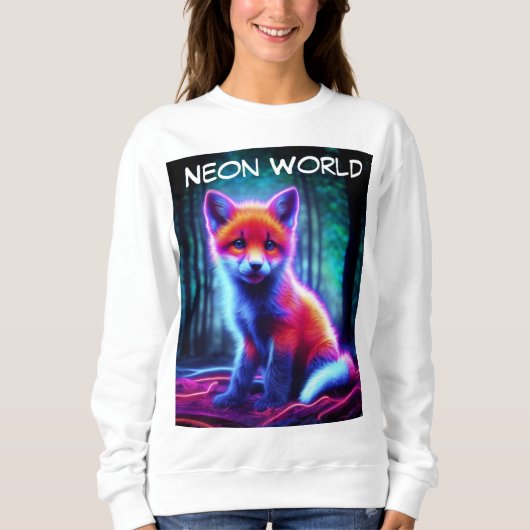 Niedlicher Fantasiefuchs mit biolumineszenter Aura Sweatshirt (Vorderseite)