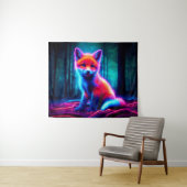 Niedlicher Fantasiefuchs mit biolumineszenter Aura Wandteppich (Beispiel (Horizontal))