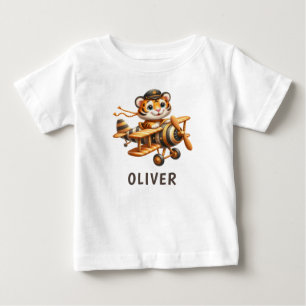 Niedlicher, fantasievoller fliegender Tiger auf ei Baby T-shirt