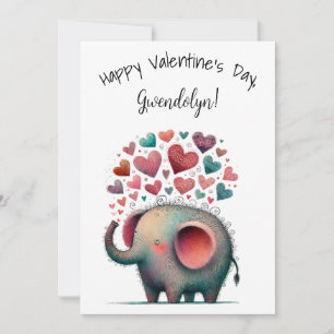 Niedlicher fantastischer Elefant Valentinstag Flac Karte