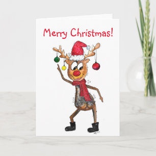 Niedlicher fantastischer tanzender Weihnachtshirsc Karte
