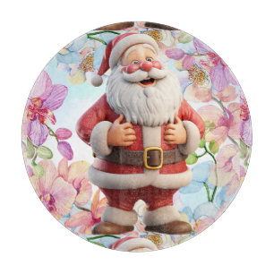 Niedlicher fantastischer Weihnachtsmann mit Blumen Schneidebrett