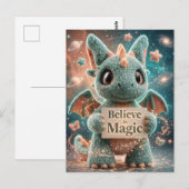 Niedlicher Fantasy-Drachen-Plüsch mit 'Glaube an M Postkarte (Vorne/Hinten)