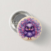 Niedlicher Fantasy-Launenhaft-Lila-Pfau  Button (Vorne & Hinten)