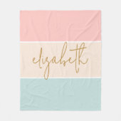 Niedlicher Farbblock Pastellfarben Rosa Gelber Str Fleecedecke (Vorderseite)