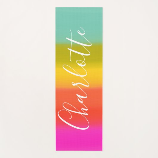 Niedlicher Farbblock Personalisierter Name Yogamatte (Vorderseite)