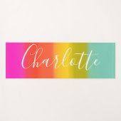 Niedlicher Farbblock Personalisierter Name Yogamatte (Vorderseite (Horizontal))