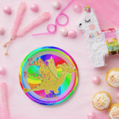 Niedlicher Farbdrache-kundengerechter Name Pappteller (Party)