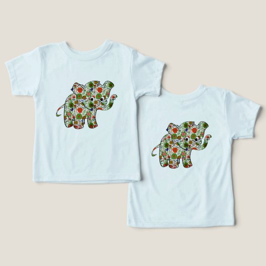 Niedlicher, farbenfroher Blumenjunge Elefant (Design Vorderseite & Rückseite)