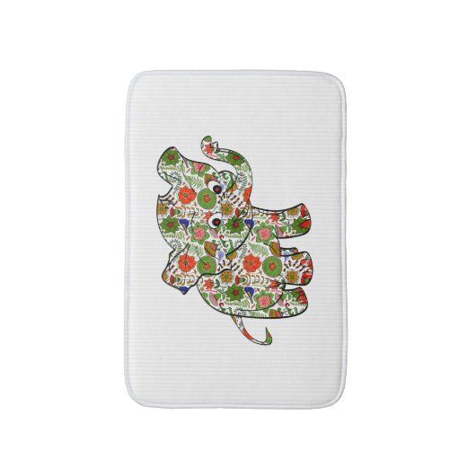 Niedlicher, farbenfroher Blumenjunge Elefant Badematte (Vorderseite Vertikal)