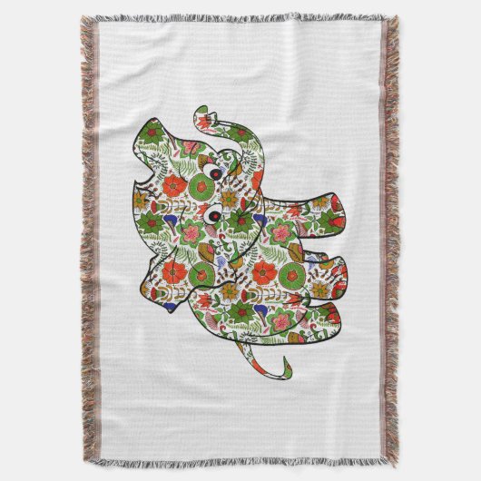 Niedlicher, farbenfroher Blumenjunge Elefant Decke (Vorderseite Vertikal)